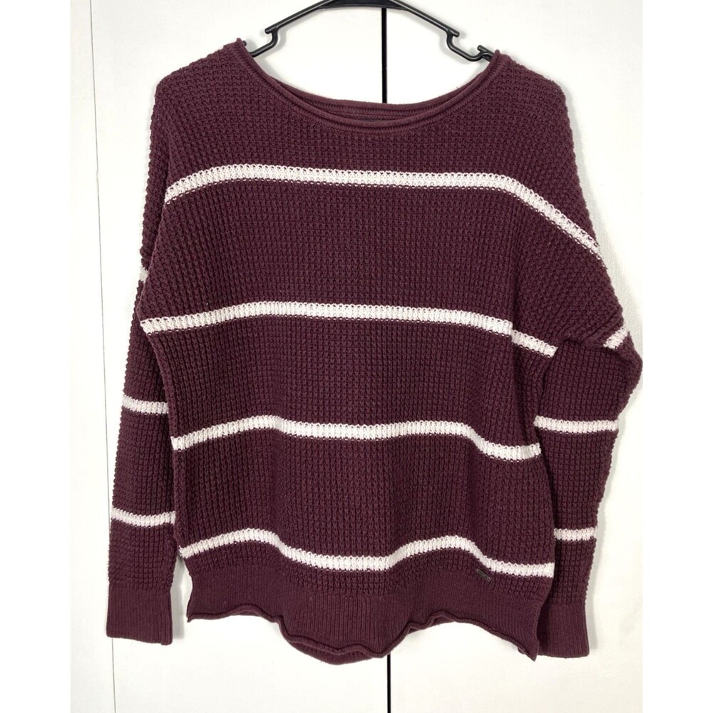 Hollister Women Purple & White Striped Knit Sweater Size Medium